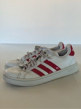 Adidas Grand Court White Pink Stripe Sneakers Women’s Size 8.5